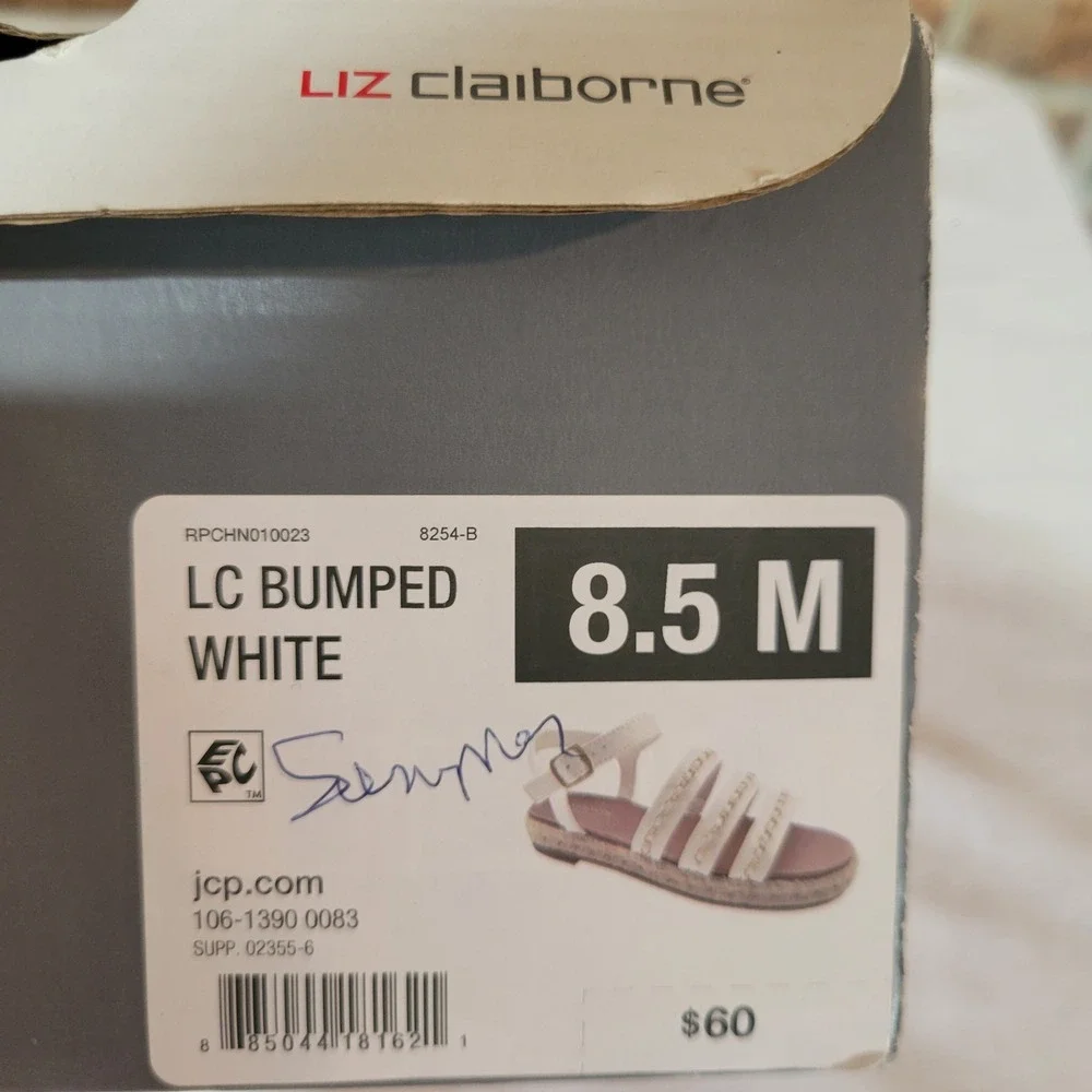 Liz Claiborne LC Bumped White Chain Espadrille Sandals Mens 8.5 M Flat Strappy